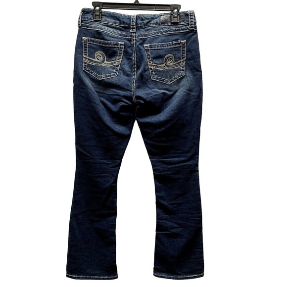 Seven7 Slimboot Jeans Womens 8 Distressed Whisker Front Thick Stitch Embroidered - Picture 2 of 13